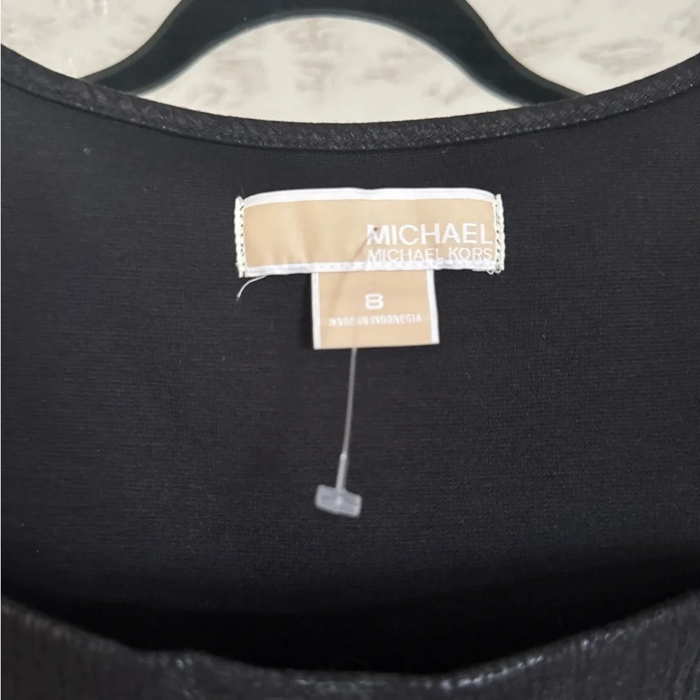 Michael Kors Shimmering Black Square Neck Dress Minimalist Cocktail NYC Rooftop